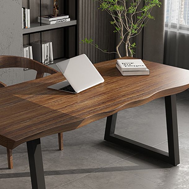 Industrial Rectangle Solid Wood Standard Height Table Double Pedestal Dining Table