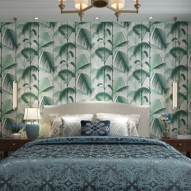 Tropical Plants Wall Covering in Green Non-Pasted Leaves Wall Art, 20.5-inch x 33-foot