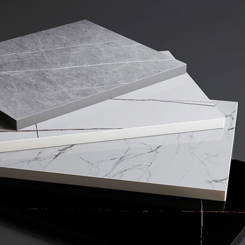 Contemporary Stone Bar Table Bar Double pedestal Bar Desk with Storage Shelf