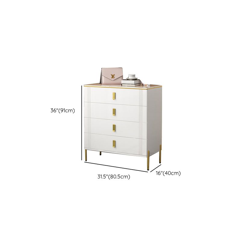 Glam Stone Storage Chest White 16" Wide Bedroom Chest with Drawers