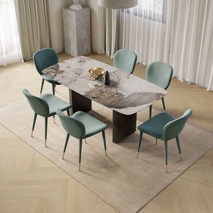 Modern Rectangle Dining Table Set 1/4/5/7 Pieces Sintered Stone Top Dinette Set