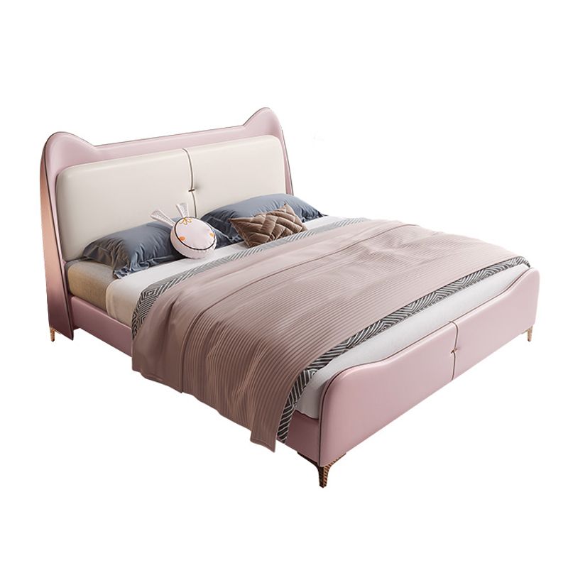 49.6" Tall Wood and Upholstered Wingback Bed Contemporary Standard Bed