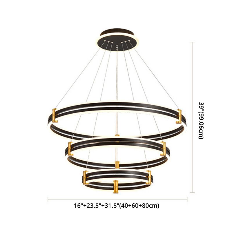 Postmodern Simplicity Round Ceiling Chandelier Acrylic Hanging Light with Hanging Cord for Living Room