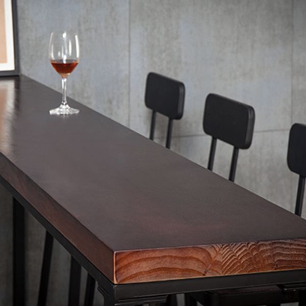 Industrial Rectangle Solid Wood Bar Table Set 1/5 Pieces Counter Table with High Stools