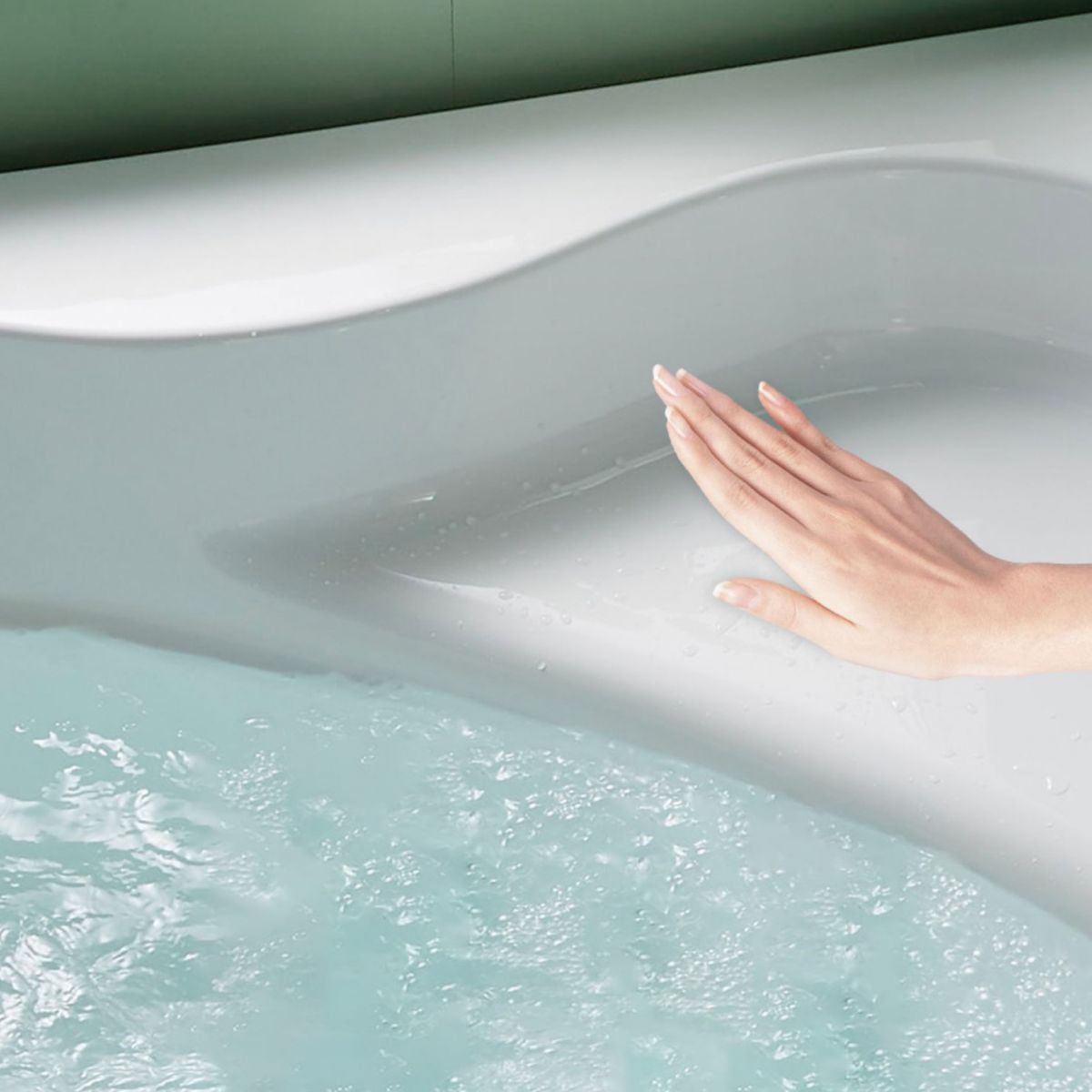 Modern Corner Bathtub Acrylic Soaking Back to Wall Center-Back Bath