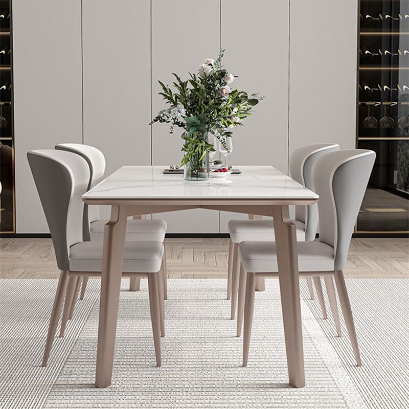 Contemporary Style 1/2/4/5/7 Pieces Dining Chairs Set Rectangle Stone Furniture in White