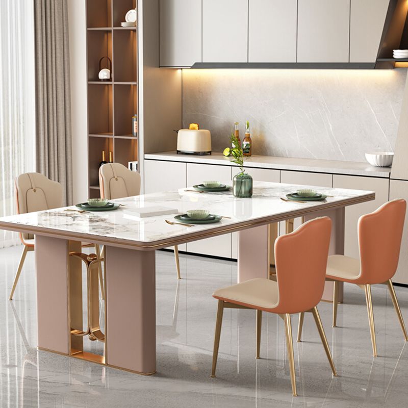Modern 1/4/5/6/7 Pieces Dining Table Rectangle Stone Furniture in White