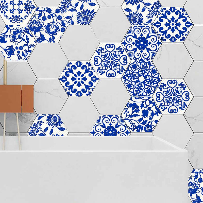 Chinoiserie Floral Wallpaper Panels Blue Self Sticking Wall Covering for Living Room