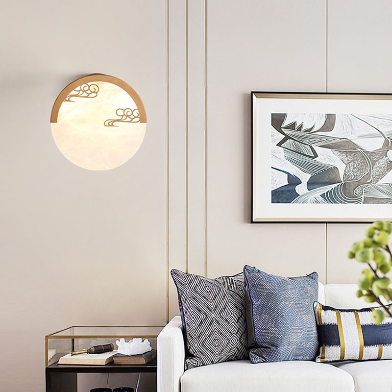 8"/9" H 1 Light Round Wall Mounted Light Traditional White Acrylic Sconce for Dining Room