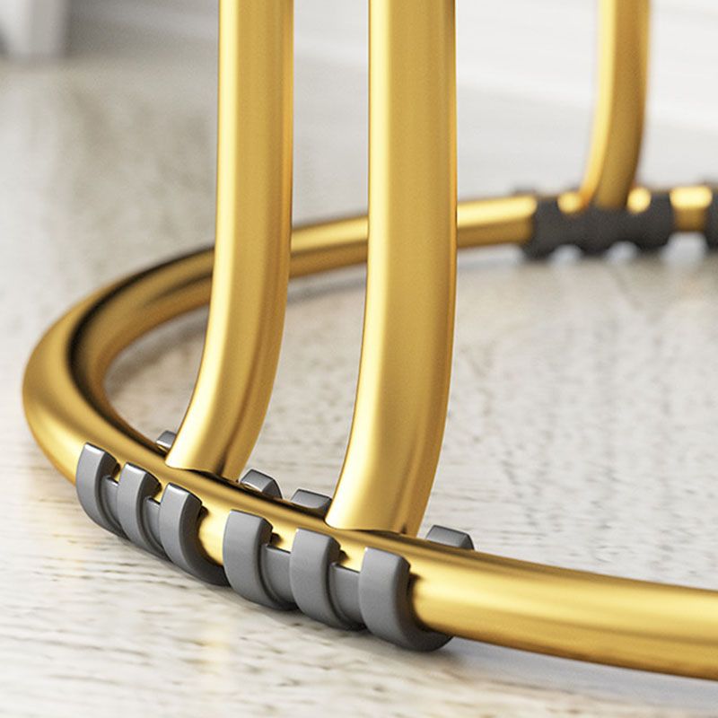 Round Leather Pouf Multi Color Metal Frame Stain Resistant Upholstered Pouf