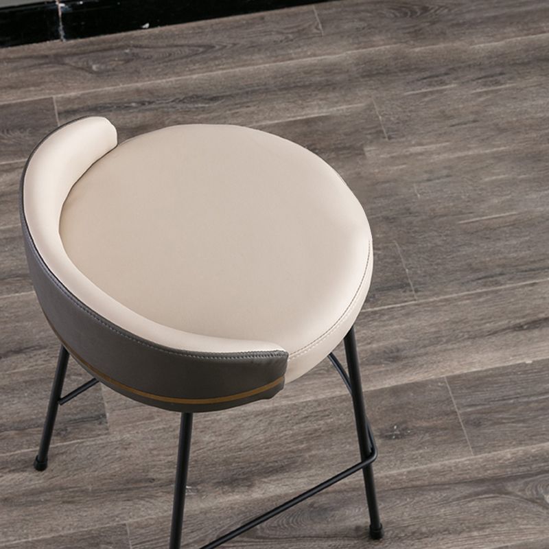 Taburete de bar moderno, taburete de bar de cuero sin brazos con reposapiés, base de metal