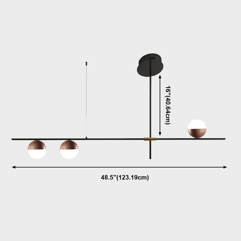 Wood Island Ceiling Light Contemporary Island Lighting in Brown Finish