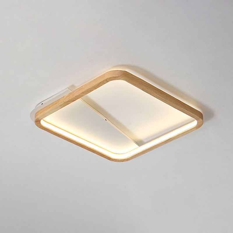 Plafonnier LED rectangulaire en bois Simple, 13/17/21 pouces de large, 1 lumière, pour la maison