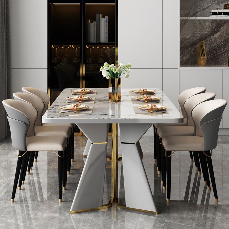 Glam Furniture Rectangle Stone Dining Room Table for Kitchen