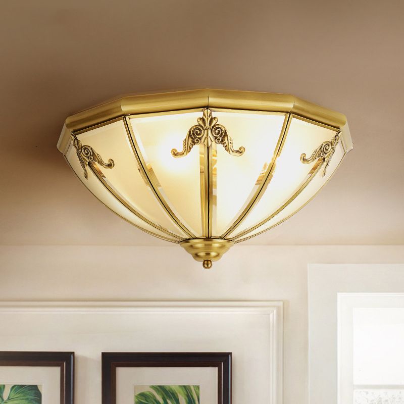 Colonial Classic Ceiling Fixture Copper Bowl Ceiling Light with White Glass Shade
