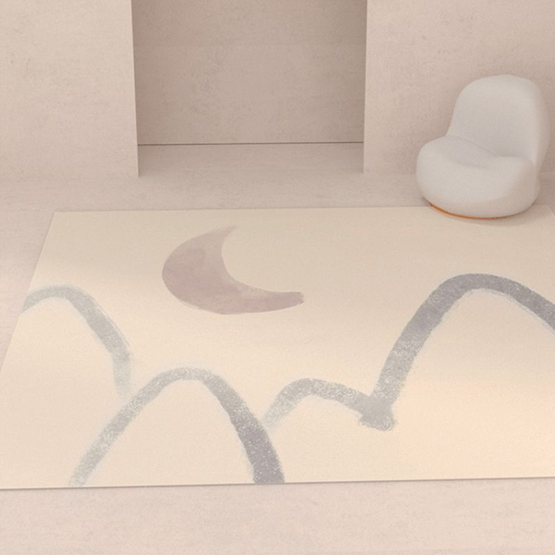 Artistical Modern Rug White Print Rug Non-Slip Backing Rug for Living Room