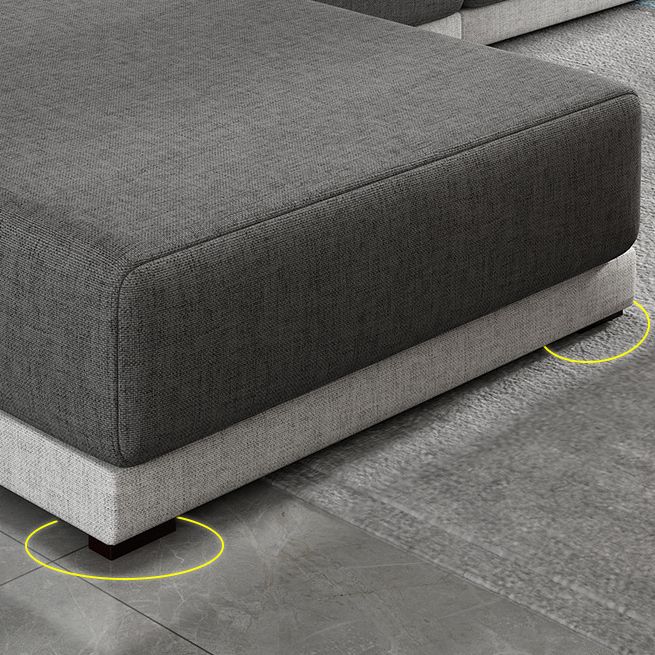 Contemporary Style Seating Pillows Recessed Arm Living Room Stationary Sofa