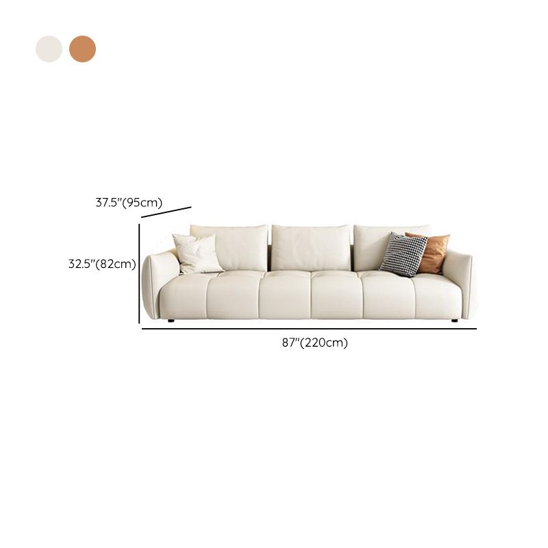Contemporary Faux Leather Living Room Square Arm Pillows Seating