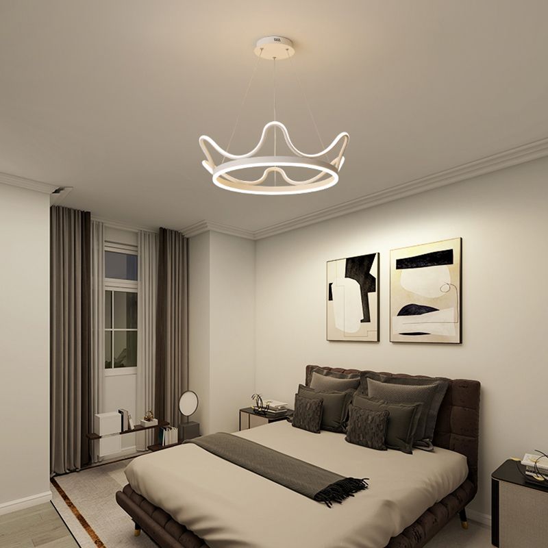 Contemporary Crown Shape Pendant Chandeliers Metal 2 Light Pendant Lighting in White