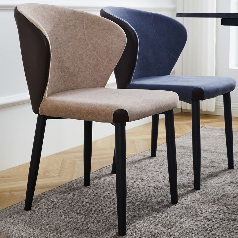 Silla lateral de comedor contemporánea con acabado mate, respaldo de cuero, silla de comedor