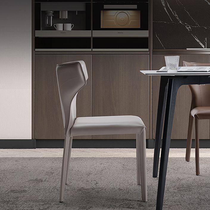Modern Leather Armless Dining Chair Wingback Side Chair for Restaurant Use