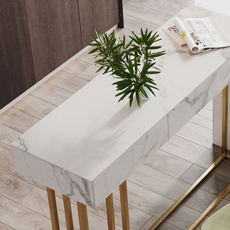 1/2/3 Pieces Glam Rectangle Sintered Stone Counter Table with High Stools in Gold