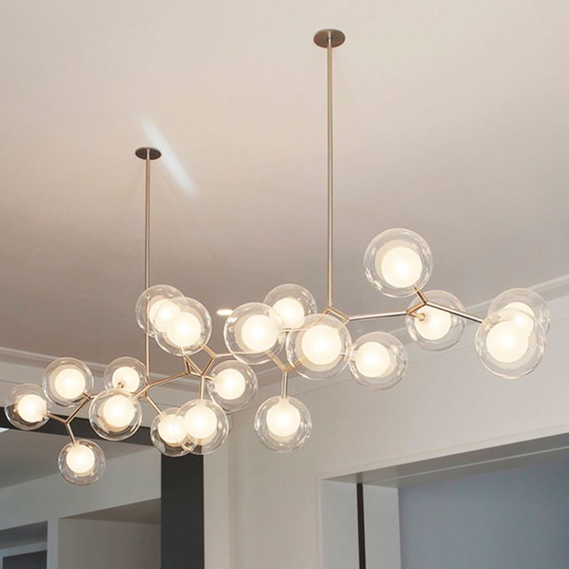 Nordic Modern Dining Island Light Glass Shade Chandelier Light Fixture for Dining Room