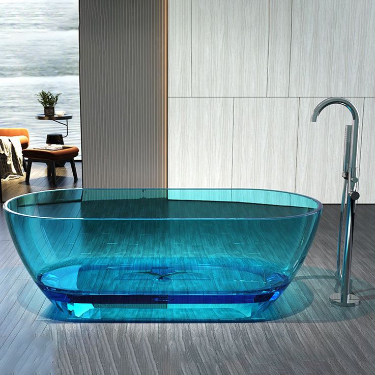 Modern Soaking Freestanding Tub Colorful Oval Bathtub for Home