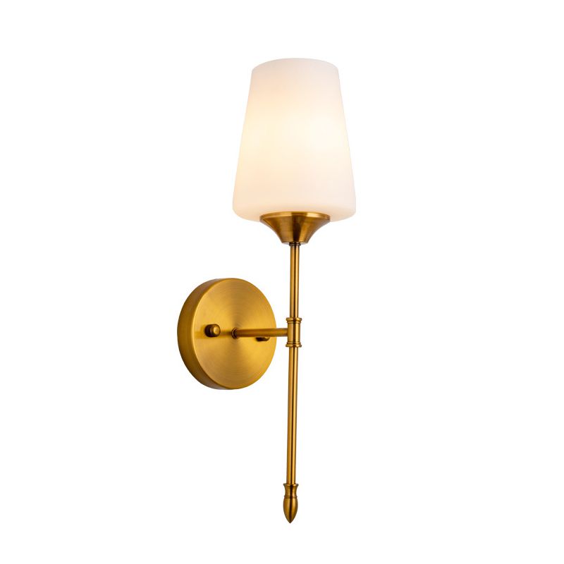 Modern Metal Wall Sconce Minimalist Wall Light with Glass Shade