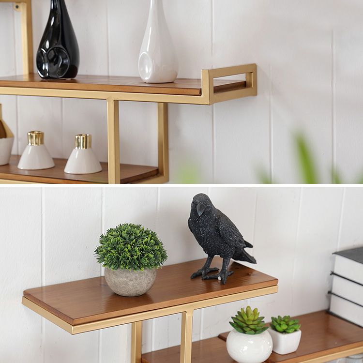 Wall Mounted Bookshelf Solid Wood Industrial Style Bookcase for Home Office