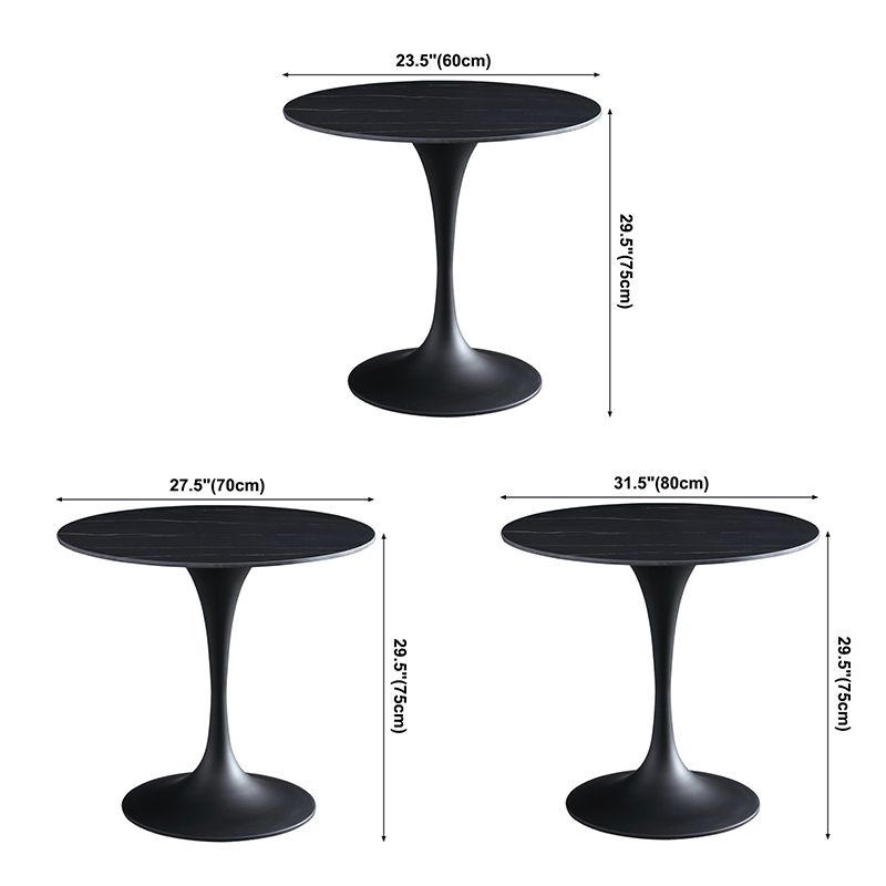 Contemporary Style Sintered Stone Dining Table Metallic Tulip Base Round Table for Home