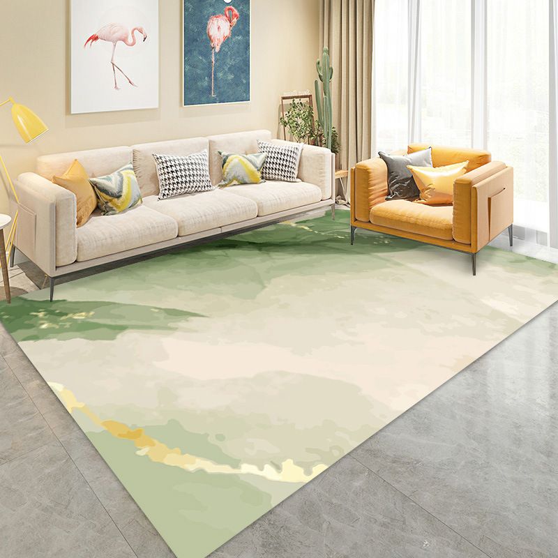 Modern Graphic Carpet Polyester Green Carpet Washable Carpet for Drawing Room