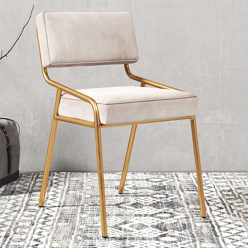 Chaise d'appoint de maison scandinave, chaise de salle à manger à dossier ouvert en métal rembourrée