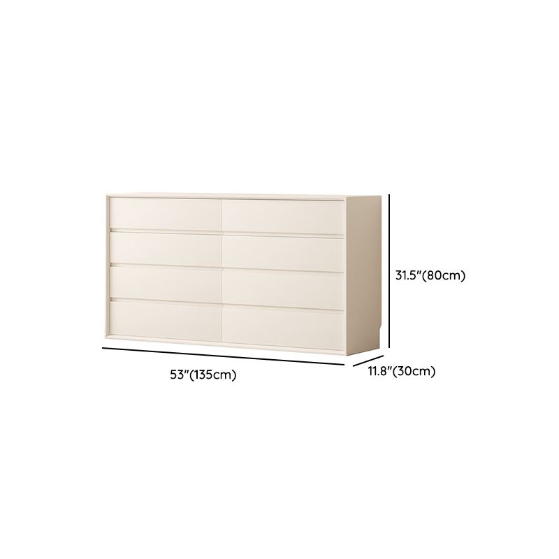 Contemporary Horizontal Double Dresser White Wood Storage Dresser with Drawers for Home