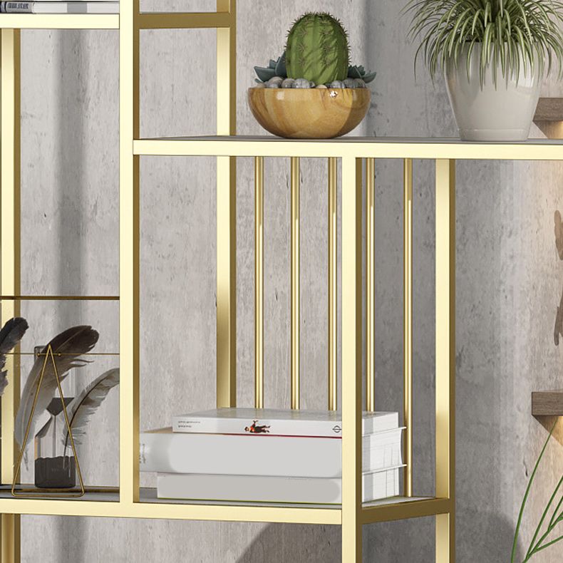 Antique Finish Shelf Bookcase Metal Etagere Bookshelf with Shelves