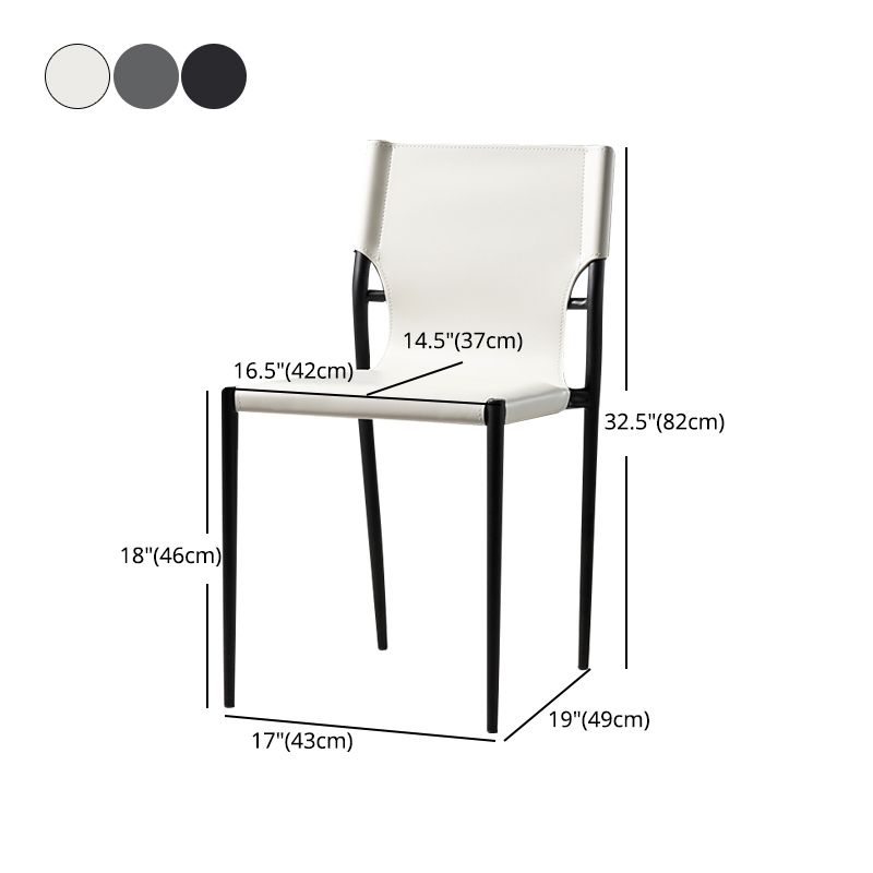 Silla de comedor de cuero de estilo industrial, silla de comedor sin brazos con respaldo sólido