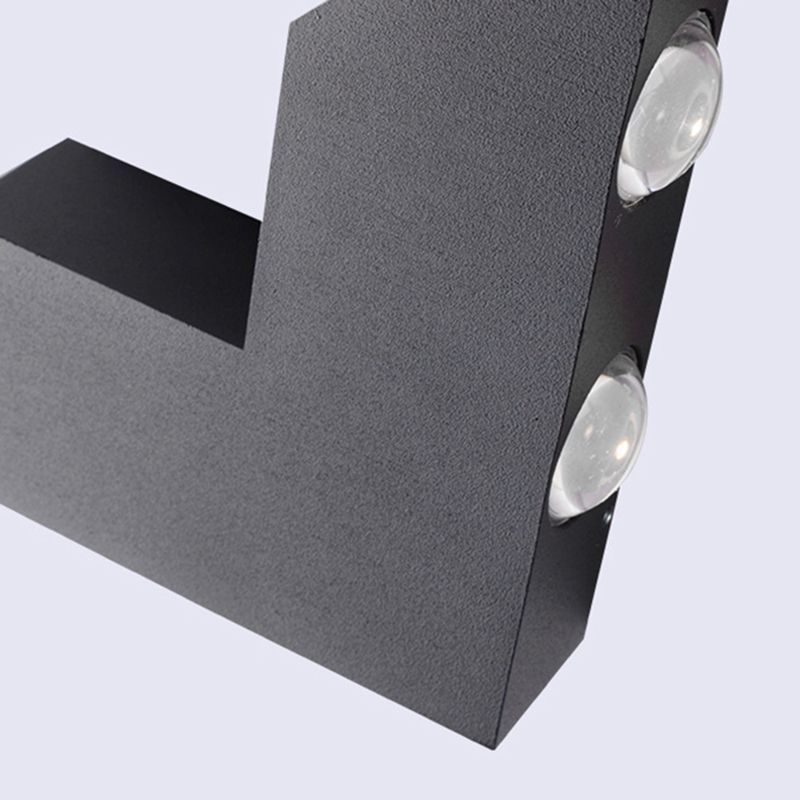 V-Shaped Metal Wall Lighting Modern Style 6 Lights  Wall Mounted Lighting in Black