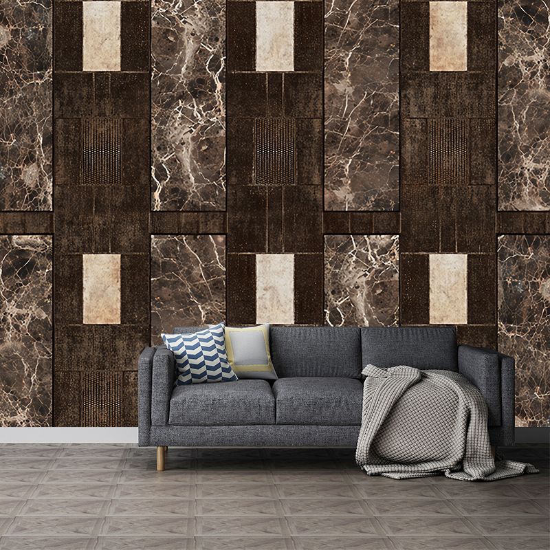 Dark Brown Marble Wallpaper Murals Moisture Resistant Rustic Living Room Wall Art