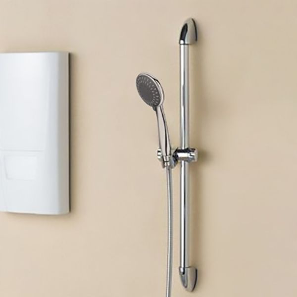 Round Handheld Shower Head Silver 5-Spray Patterns Wall-Mount Showerhead