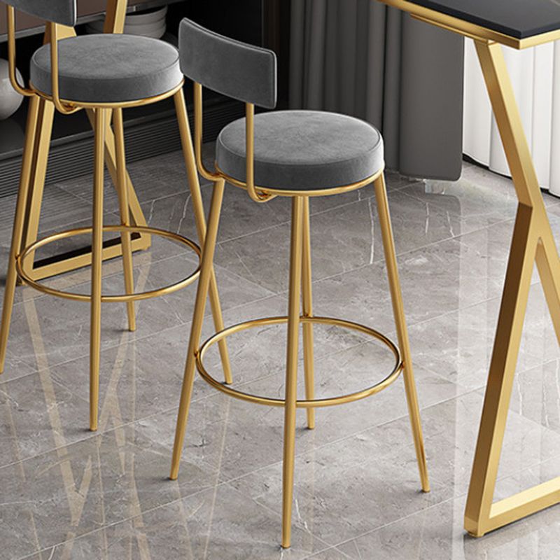 Glam Backrest Dining Stools Round Bar Stools with Metal Legs