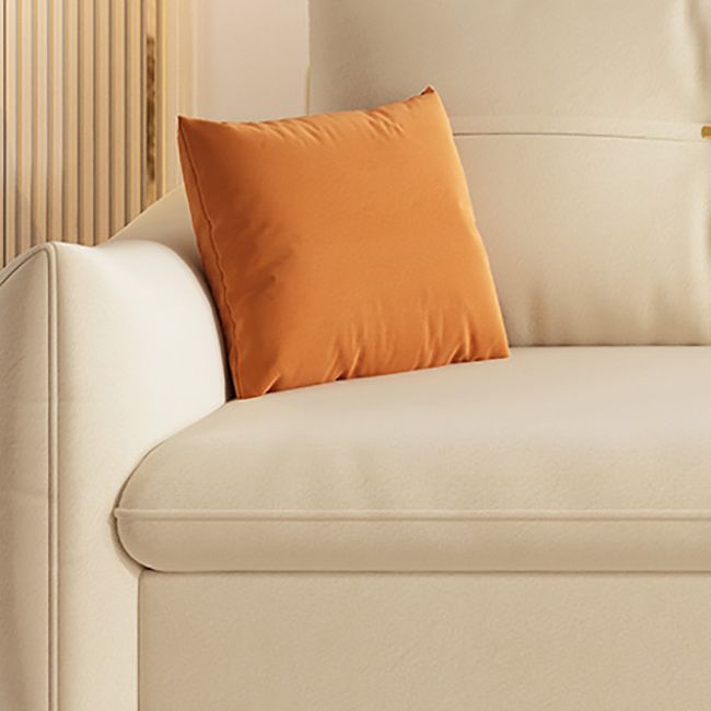 35" Wide Scandinavian Sofa Futon White Sleeper Sofa with Storage