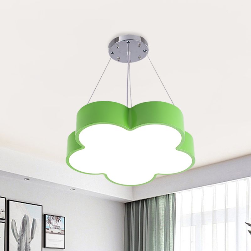 Kids LED Pendant Light Kit Yellow/Blue/Green Flower Chandelier Lamp Fixture with Acrylic Shade