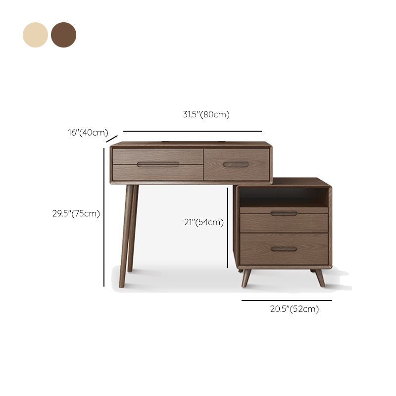 Solid Wood Makeup Vanity Desk Storage Box Makeup Vanity Set with Drawer
