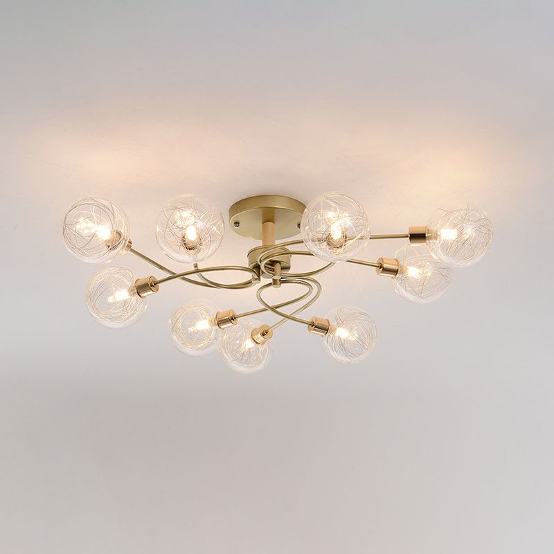 Multi Light Spherical Ceiling Lamp Modern Style Glass Ceiling Lighting for Living Room