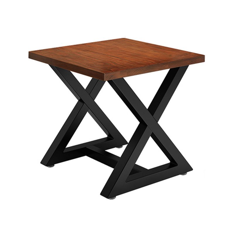 Square Wooden Dining Table Industrial Brown Top Table with Black Frame