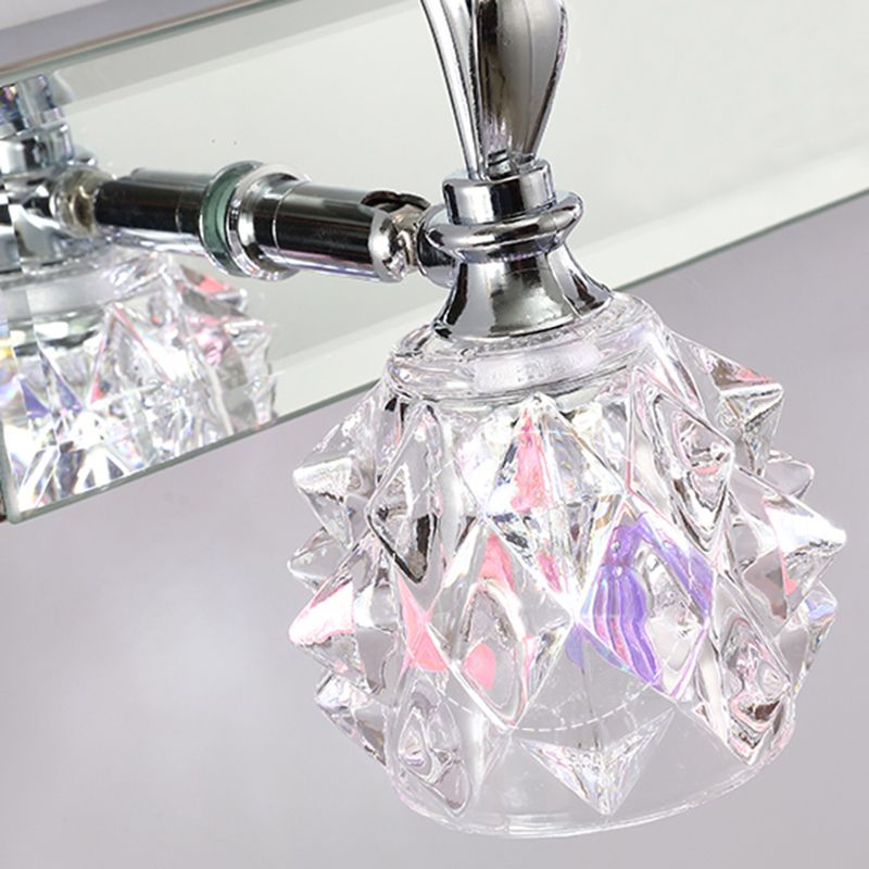 1 / 2 / 3 / 4 - Light Chrome Bath Lighting Glass Shade Adjustable Bath Sconce