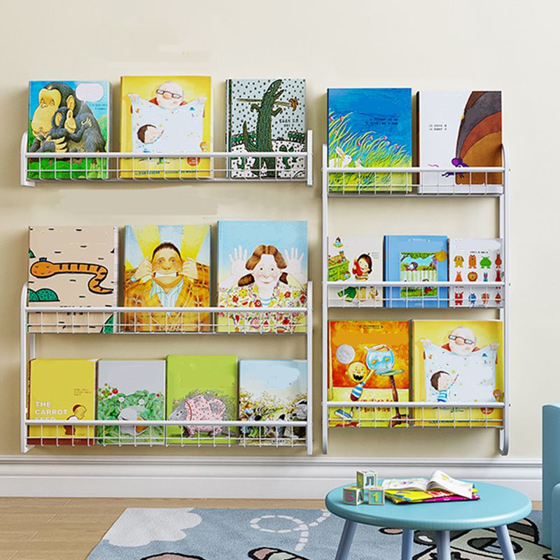 Modern Style Metal Bookshelf Wall Mounted Bookcase for Bedroom