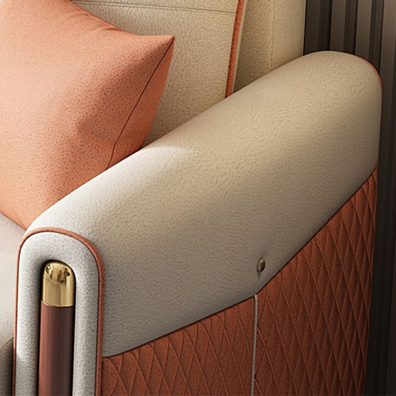 Contemporary Faux leather Sofa Bed 37.40" Wide Beige Sleeper Sofa