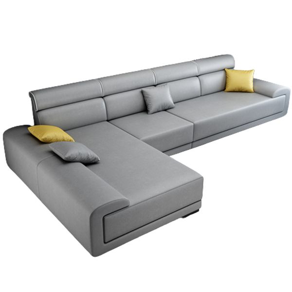 4-seat Contemporary Fabric/Faux Leather Pillow Top Arm Sofa for Living Room