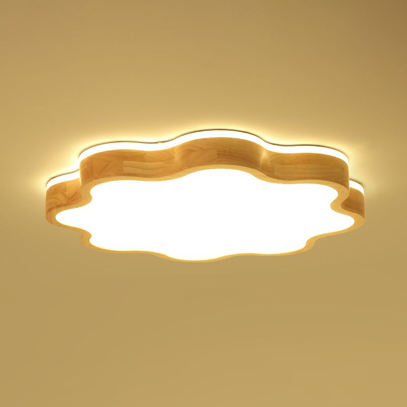 Flower Led Wooden Flush Mount Light Simple Beige LED Flushmount Illuminazione per Bedroom